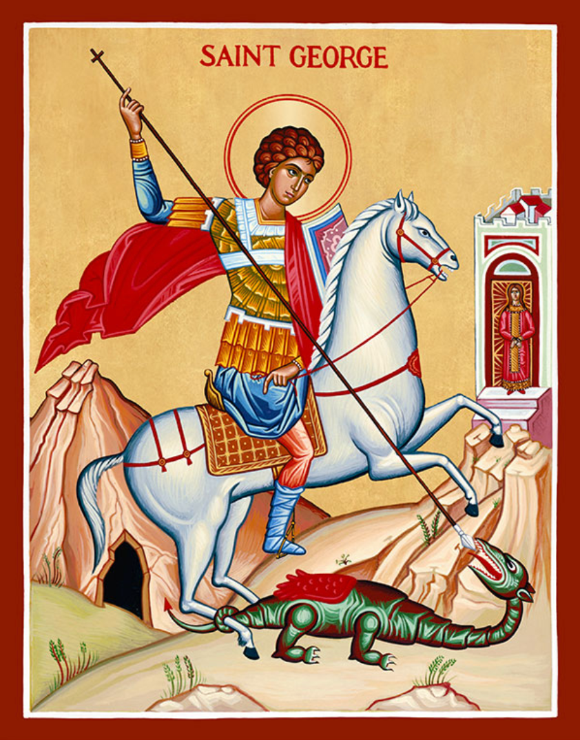 Saint George on horseback slaying the dragon — Orthodox icon